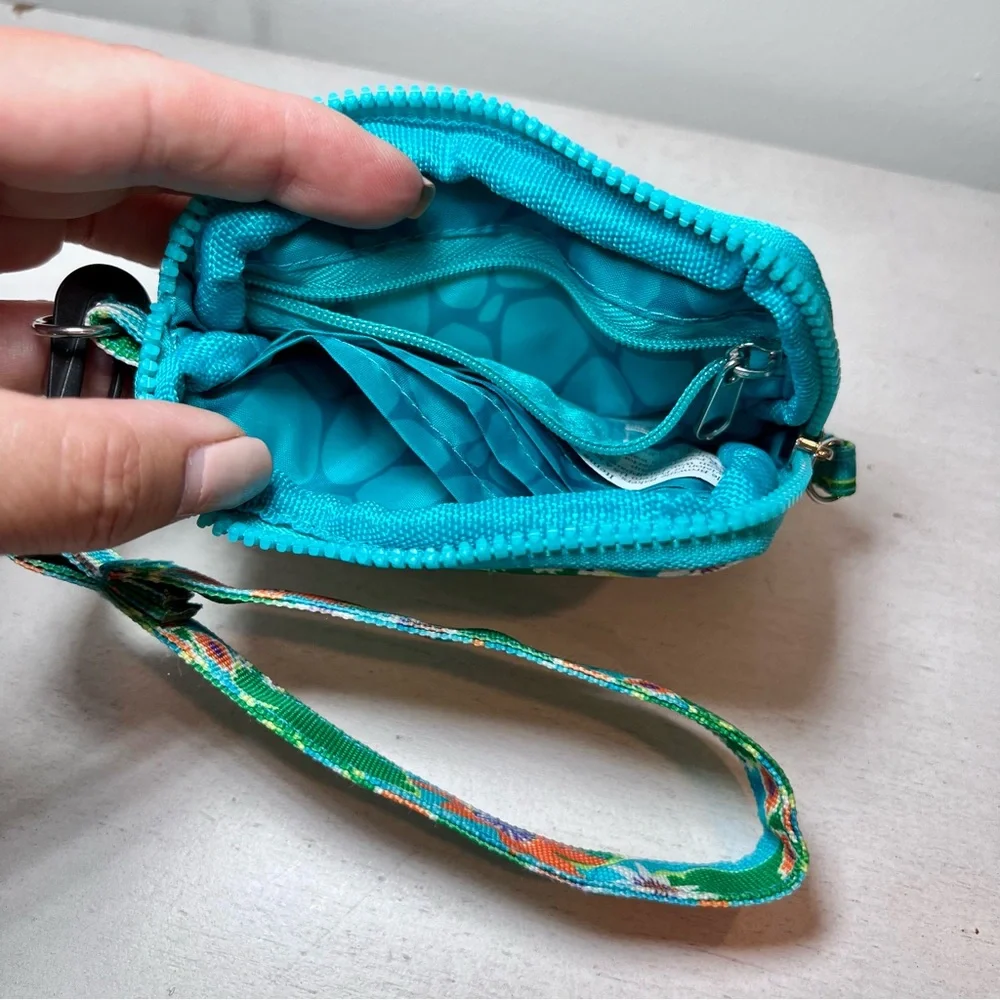 LITTLE BROWNIE BAKERS Axolotl Floral Zip Wallet Teal Wristlet Kids NWOT Gift